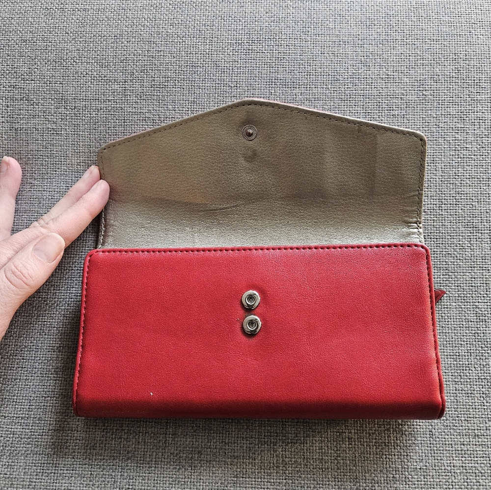 Red Wallet with Button Closure - Picture 5 of 11